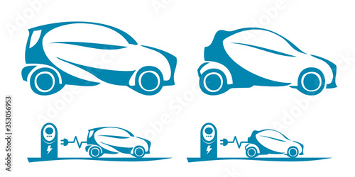 電気自動車, Electric Car, vector design set