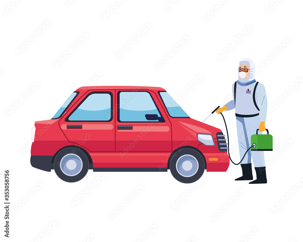 biosafety worker with sprayer portable and car biosafety worker with sprayer portable and car