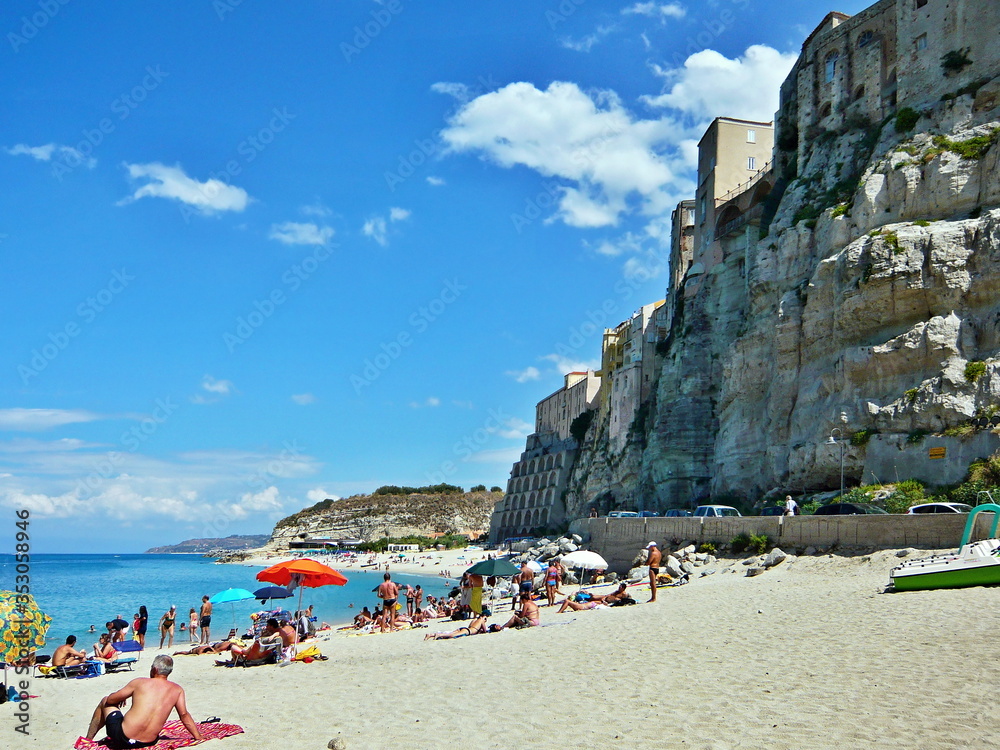 Italy,Calabria-view of the beach in Tropea