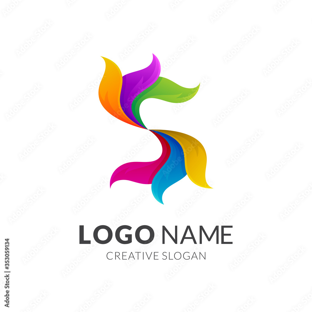 Letter S Fire Flame Colorful Logo Design