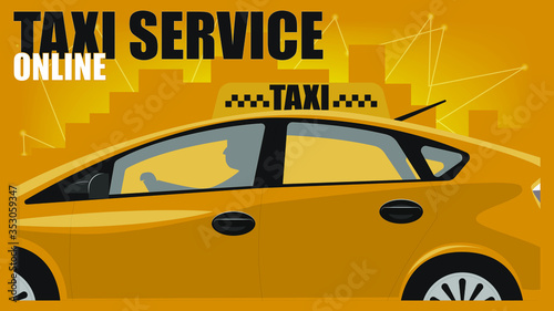 Poster or advertising banner design template for taxi service.