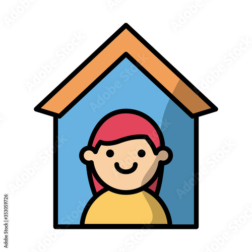 woman in house fill style icon