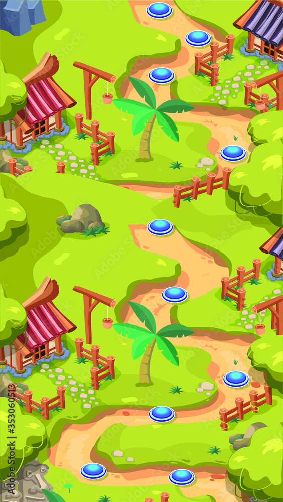 Obraz premium Mobile Game Level Map Template for Developers