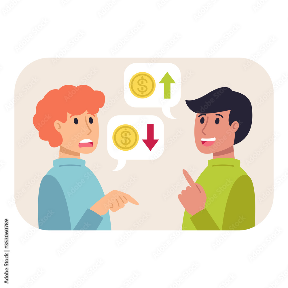 Positive and negative dynamics in the economy. The problem of increasing and decreasing earnings. Currency price dynamics. Flat style vector business finance concept. Exchange rates jumps. Positive and negative dynamics in the economy. The problem of increasing and decreasing earnings. Currency price dynamics. Flat style vector business finance concept. Exchange rates jumps.