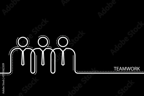 Abstract teamwork icon businessmen in line. Business concept vector background