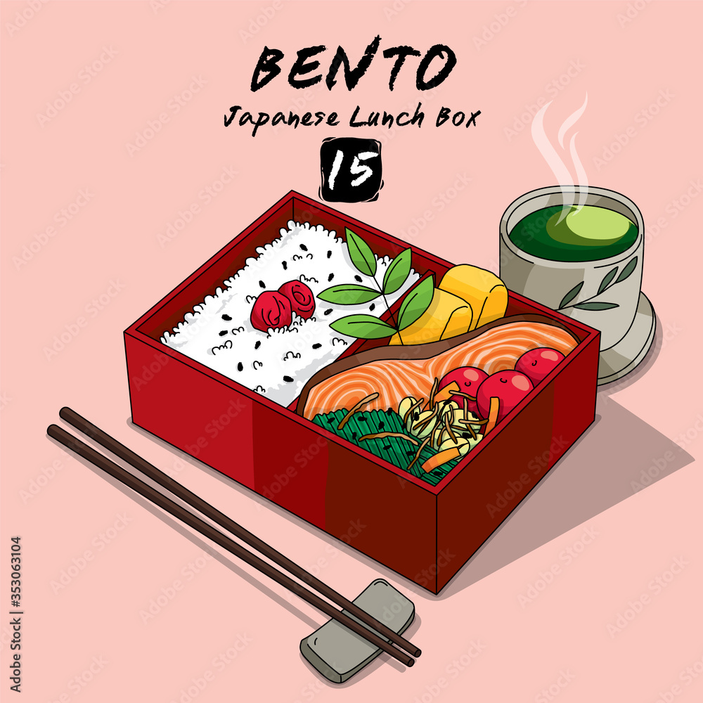 Vettoriale Stock Vector illustrations of Bento Japanese lunch box