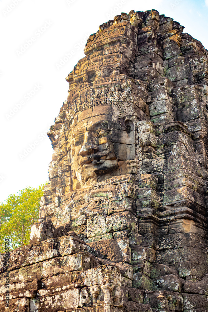 A beautiful view of Bayon temple at Siem Reap, Cambodia.