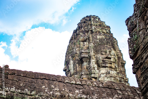 A beautiful view of Bayon temple at Siem Reap, Cambodia.