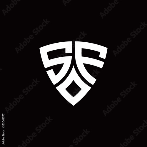 SF monogram logo with modern shield style design template