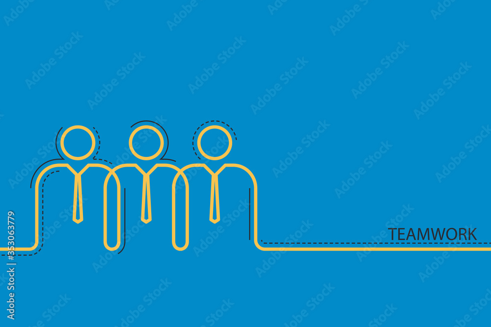 Abstract teamwork icon businessmen in line. Business concept vector background