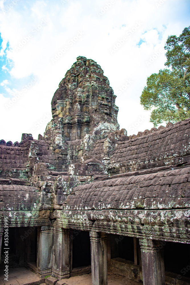 Naklejka premium A beautiful view of Bayon temple at Siem Reap, Cambodia.