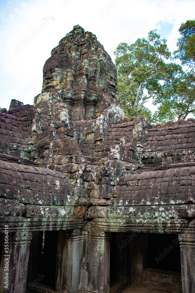 Naklejka premium A beautiful view of Bayon temple at Siem Reap, Cambodia.