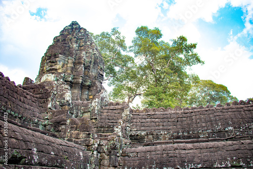 A beautiful view of Bayon temple at Siem Reap  Cambodia.