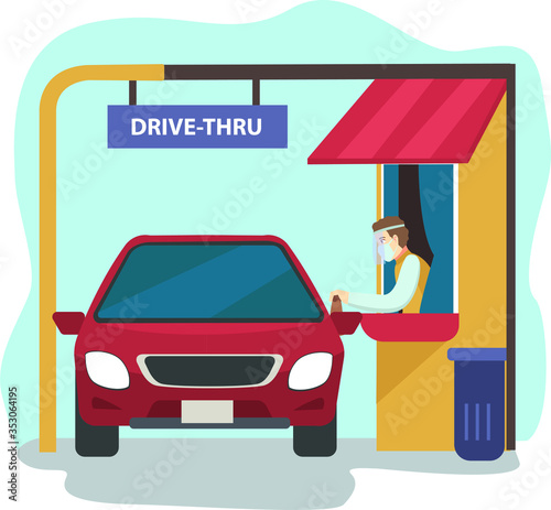 Drive thru in pandemic illustration