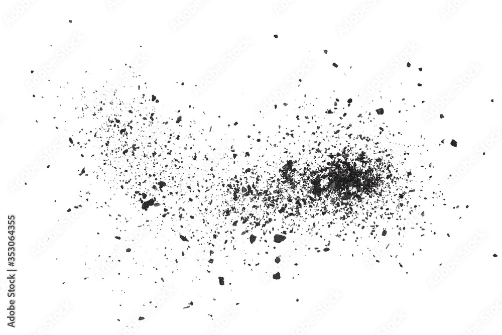 Fototapeta premium Pile of coal carbon or charcoal dust isolated on white background