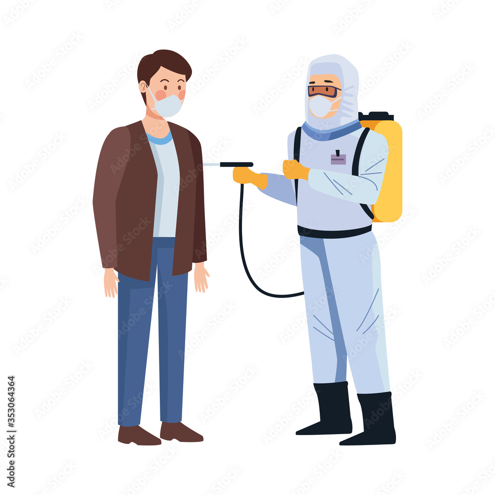 biosafety worker with sprayer portable and man biosafety worker with sprayer portable and man