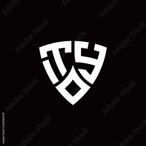 TY monogram logo with modern shield style design template