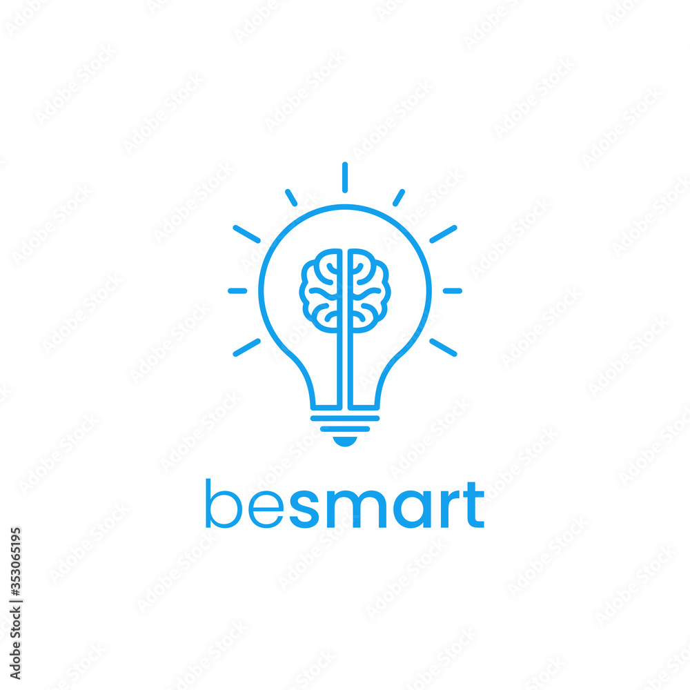 Clean simple modern design logo with light bulb symbols and brains to be better Clean simple modern design logo with light bulb symbols and brains to be better