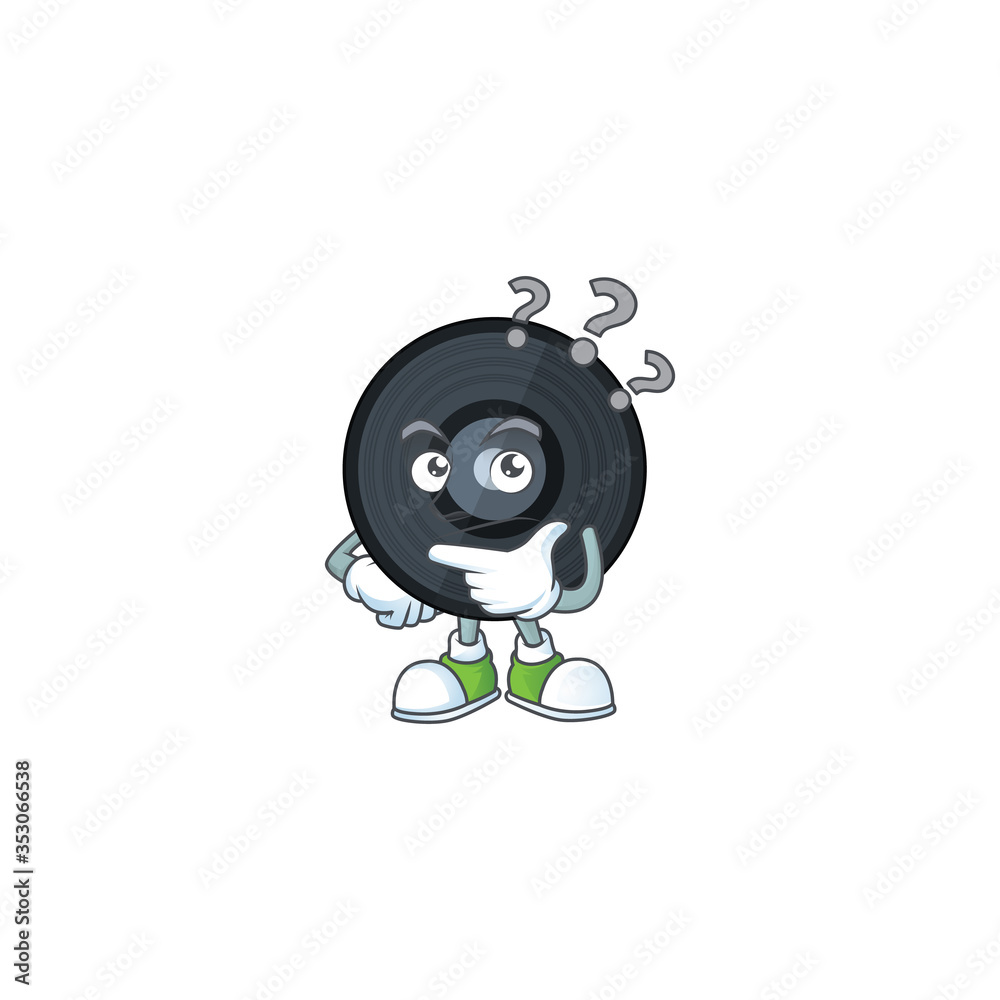 mascot design concept of music viynl disc with confuse gesture mascot design concept of music viynl disc with confuse gesture