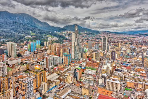 Bogota cityscape in cloudy weather, HDR Image photo