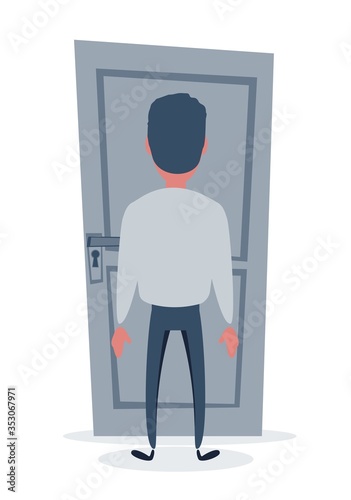 Men unable to make the right decision concept. Vector flat design illustration.
