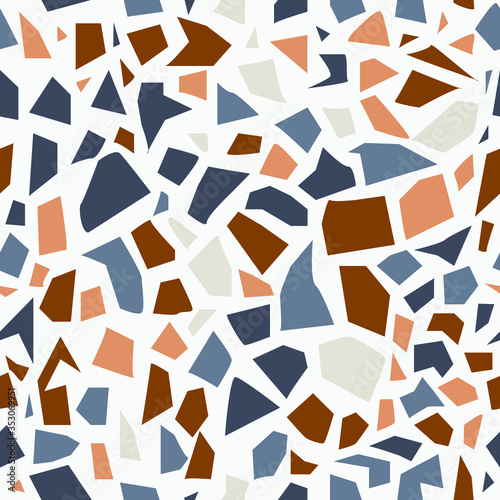 Terrazzo flooring vector seamless pattern. Modern vector illustration for fabric print, wrapping paper, flooring. Classic Venetian terrazzo style of the floor of natural stone, granite, quartz