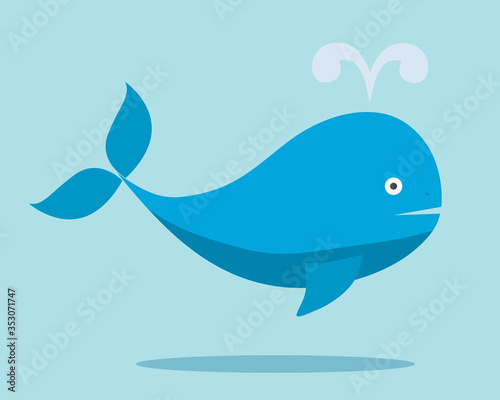 Sea whale. Cartoon illustration  flat style.