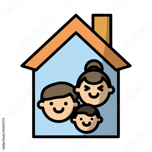 house with family fill style icon