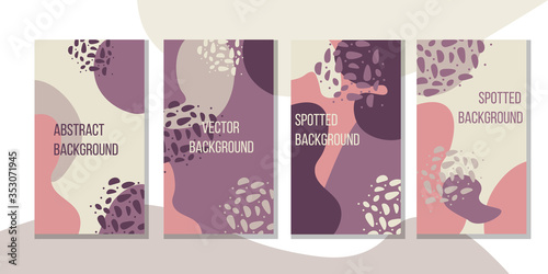 Set of abstract spotted background for web mobile design. Wallpaper for blog story for beauty industry or medicine. Pink and violet vector banner in flat style with space for text.