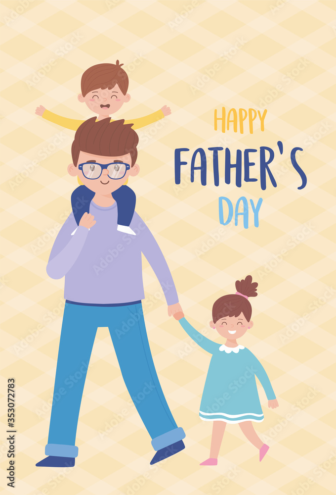 Father son and daughter on fathers day vector design Father son and daughter on fathers day vector design