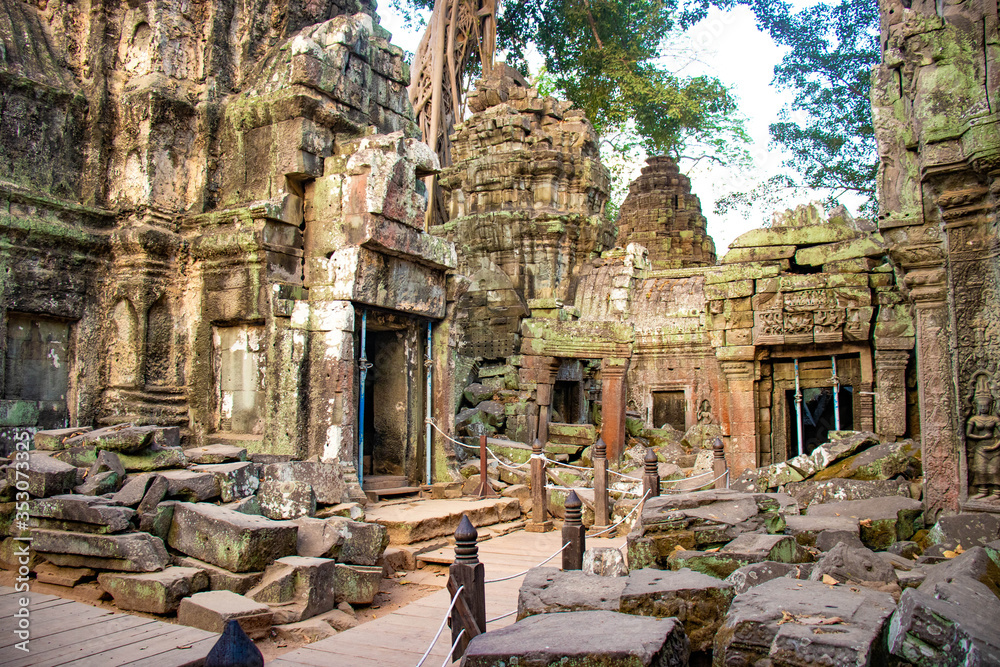 A beautiful view of Ta Phrom Temple at Siem Reap, Cambodia.
