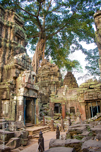 A beautiful view of Ta Phrom Temple at Siem Reap, Cambodia.