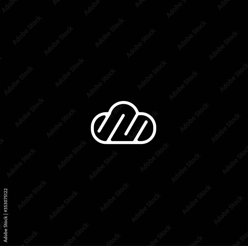 Cloud tech logo design in line art style Vector Image Cloud tech logo design in line art style Vector Image