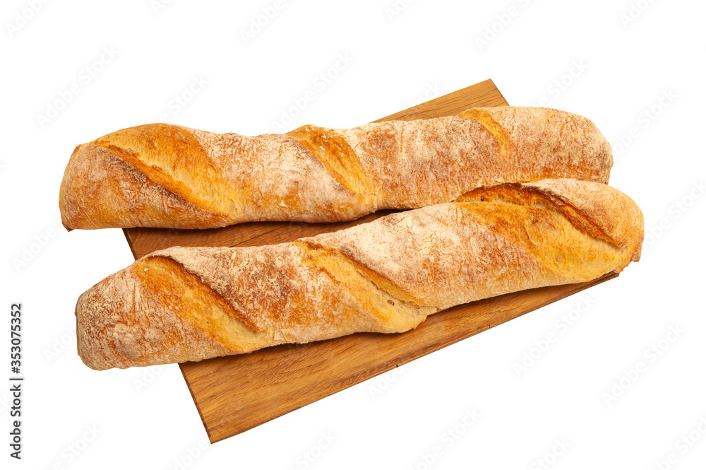 French baguette isolated on white background French baguette isolated on white background