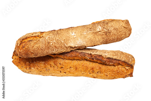 French buckwheat long loafs isolated on a white background