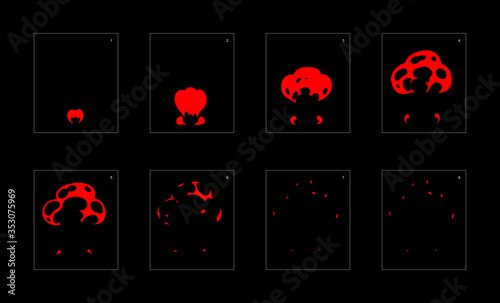 Fire explosion effect. Explosion Animation effect. Animation Sprite sheet for games, cartoon or animation. vector style animation effect 1082.