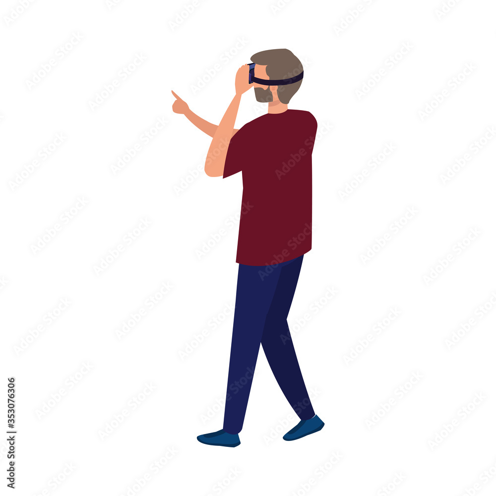 man with glasses virtual reality on white background vector illustration design man with glasses virtual reality on white background vector illustration design