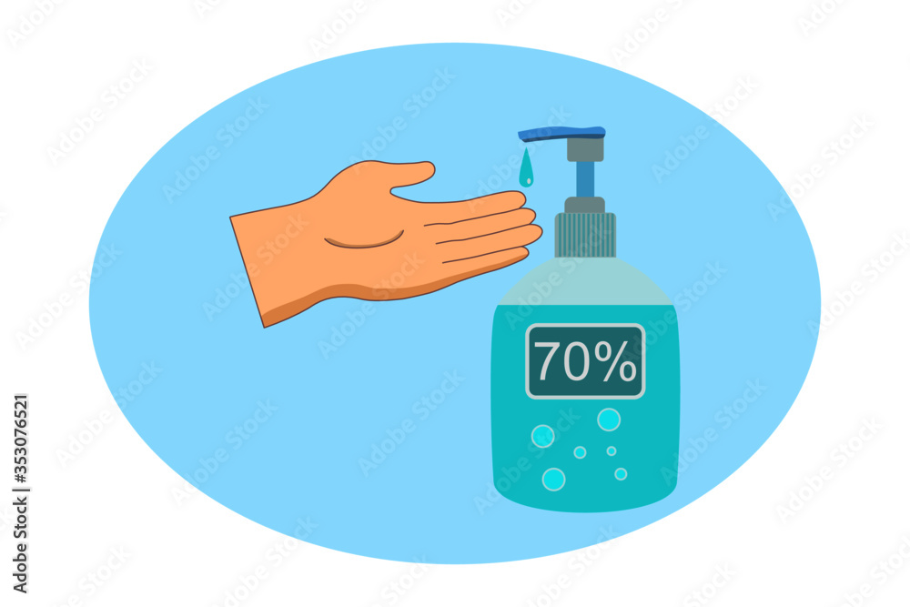 Alcohol Gel. Hand sanitiser for protection from virus. Vector illustration in flat style Alcohol Gel. Hand sanitiser for protection from virus. Vector illustration in flat style