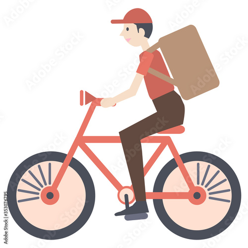 自転車で配達する男性