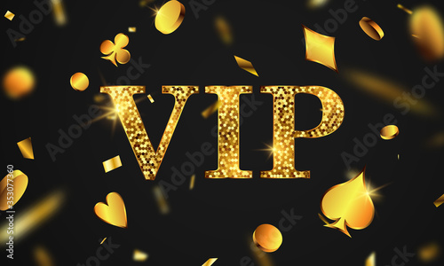 VIP poker Luxury vip invitation with confetti Celebration party Gambling banner background.