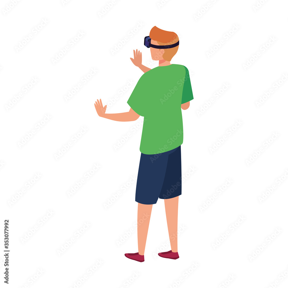 man with glasses virtual reality on white background vector illustration design man with glasses virtual reality on white background vector illustration design