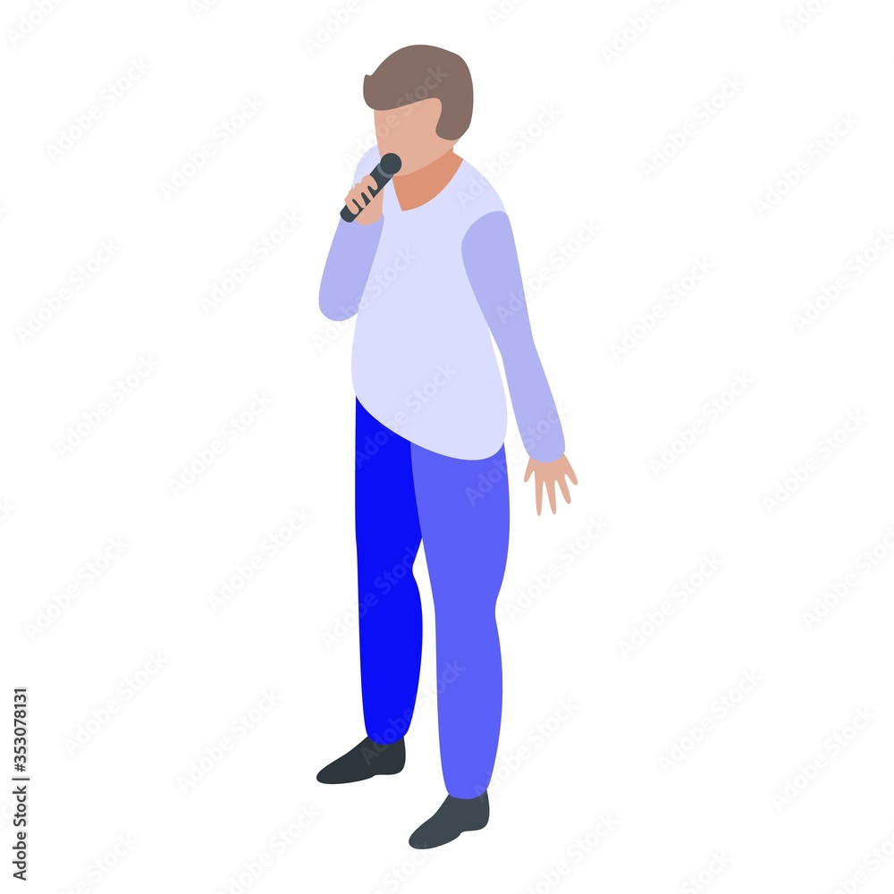 Young boy singer icon. Isometric of young boy singer vector icon for web design isolated on white background Young boy singer icon. Isometric of young boy singer vector icon for web design isolated on white background