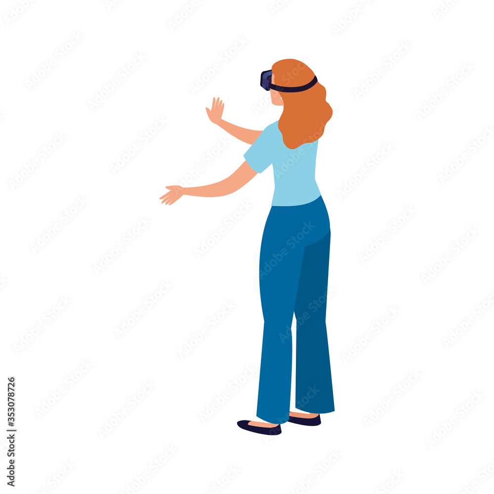 woman with glasses virtual reality on white background vector illustration design woman with glasses virtual reality on white background vector illustration design