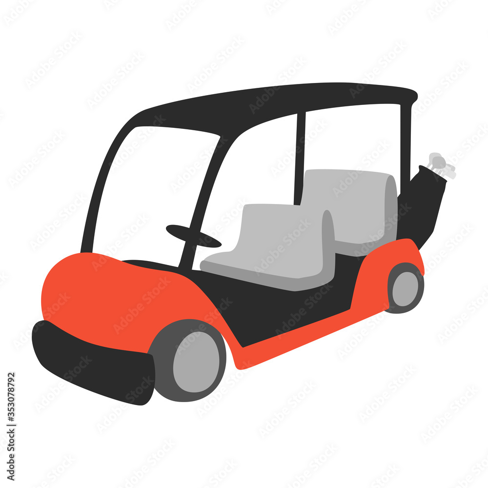 Fototapeta premium ゴルフ場などで乗るゴルフカートのイラスト。