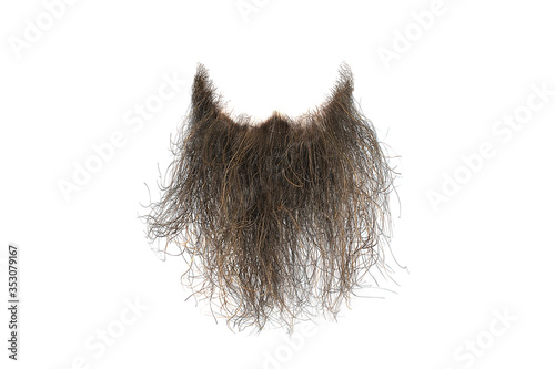 Leinwand Poster Disheveled brown beard isolated on white, close-up. Mens fashion