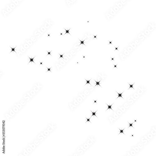 Fireworks star random source stream.  Falling Star. Stars on a white background.