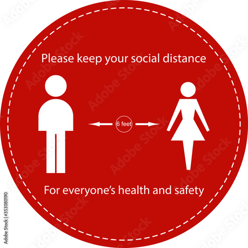 Icon people concept Social Distancing stay 6 feet apart from other people, the practices put in place to enforce social distancing, vector illustration