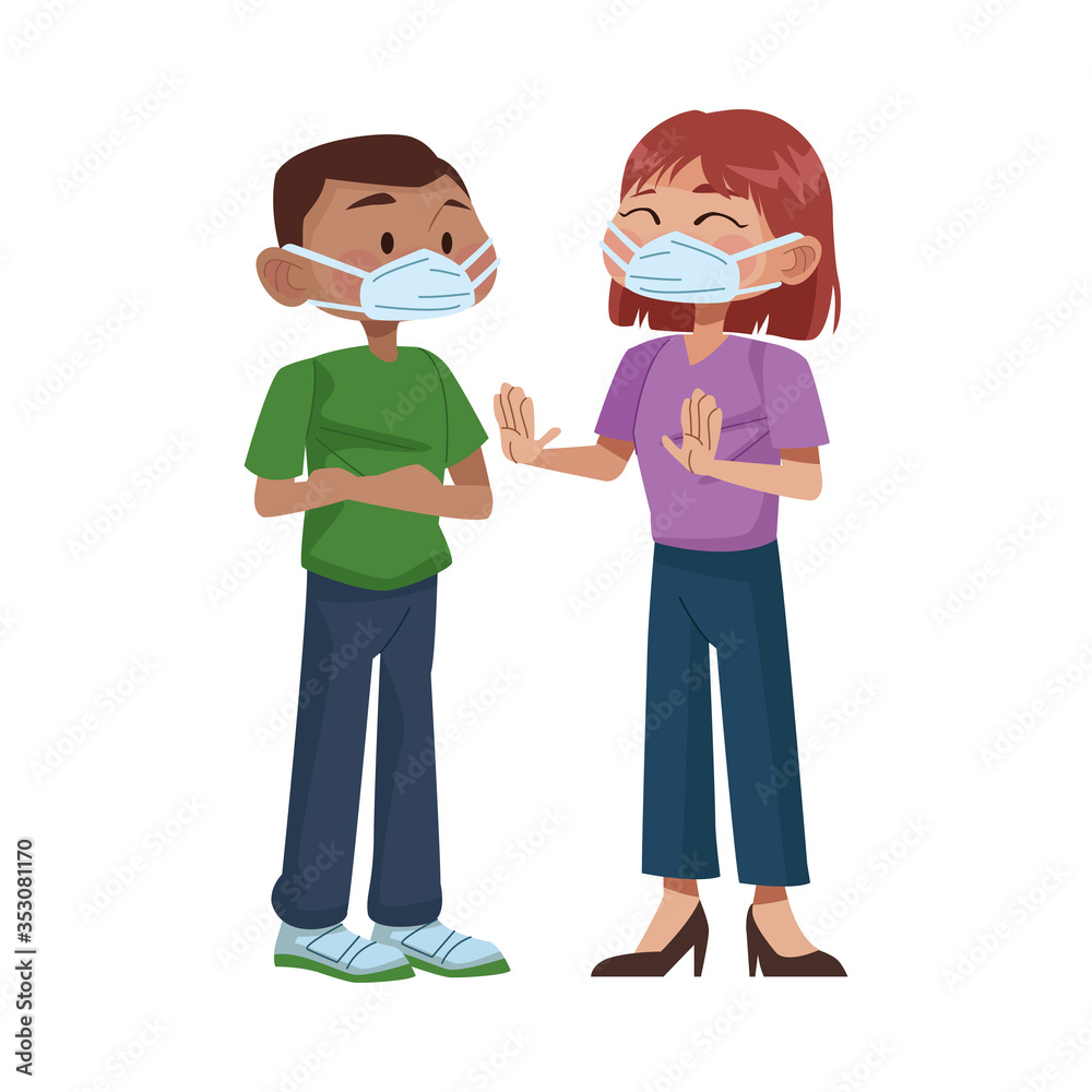 interracial couple using medical masks characters interracial couple using medical masks characters