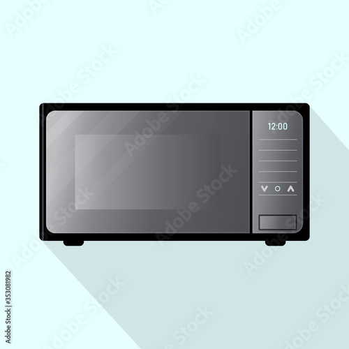 Modern style realistic smart microwave oven. Vector illustration isolated on light blue background.