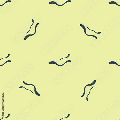 Blue Ebola virus disease icon isolated seamless pattern on yellow background. Vector Illustration